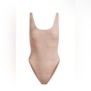 SKIMS Crocodile Patterned Beige Swimwear
